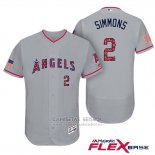 Camiseta Beisbol Hombre Los Angeles Angels 2017 Estrellas y Rayas Andrelton Simmons Gris Flex Base