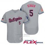 Camiseta Beisbol Hombre Los Angeles Dodgers 2017 Estrellas y Rayas Corey Seager Gris Flex Base