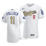 Camiseta Beisbol Hombre Los Angeles Dodgers A.j. Pollock 2021 Gold Program Patch Autentico Blanco