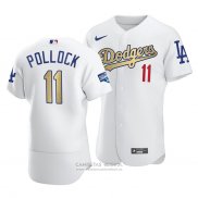 Camiseta Beisbol Hombre Los Angeles Dodgers A.j. Pollock Fade Autentico Azul