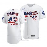 Camiseta Beisbol Hombre Los Angeles Dodgers Jackie Robinson Day Independence Day Blanco