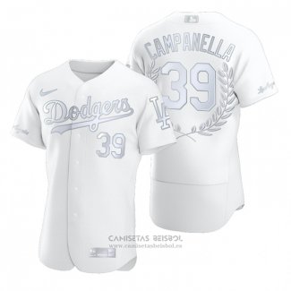 Camiseta Beisbol Hombre Los Angeles Dodgers Roy Campanella Awards Collection Retirement Blanco