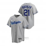 Camiseta Beisbol Hombre Los Angeles Dodgers Walker Buehler Replica Road Gris