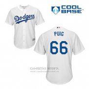Camiseta Beisbol Hombre Los Angeles Dodgers Yasiel Puig 66 Blanco Primera Cool Base