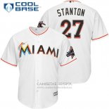 Camiseta Beisbol Hombre Miami Marlins 27 Giancarlo Stanton Blanco 2017 Cool Base