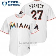 Camiseta Beisbol Hombre Miami Marlins 27 Giancarlo Stanton Blanco 2017 Cool Base