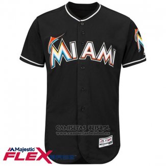 Camiseta Beisbol Hombre Miami Marlins Blank Negro Flex Base Autentico Collection