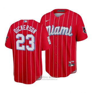 Camiseta Beisbol Hombre Miami Marlins Corey Dickerson 2021 City Connect Replica Rojo