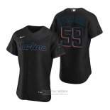 Camiseta Beisbol Hombre Miami Marlins Jacob Stallings Autentico Alterno Negro