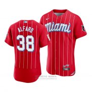 Camiseta Beisbol Hombre Miami Marlins Jorge Alfaro 2021 City Connect Autentico Rojo