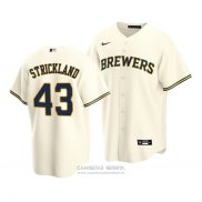Camiseta Beisbol Hombre Milwaukee Brewers Hunter Strickland Replica Crema