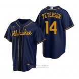 Camiseta Beisbol Hombre Milwaukee Brewers Jace Peterson Replica Alterno Azul