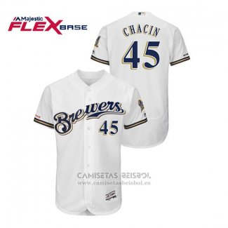 Camiseta Beisbol Hombre Milwaukee Brewers Jhoulys Chacin Autentico Flex Base Blanco