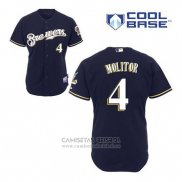 Camiseta Beisbol Hombre Milwaukee Brewers Paul Molitor 4 Azul Alterno Cool Base