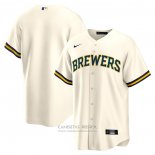 Camiseta Beisbol Hombre Milwaukee Brewers Primera Blank Replica Crema