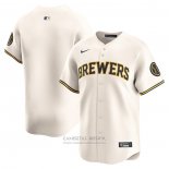 Camiseta Beisbol Hombre Milwaukee Brewers Primera Limited Crema