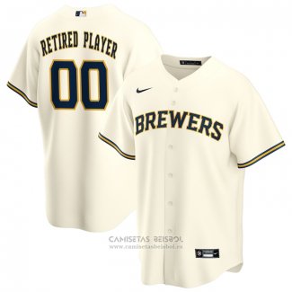 Camiseta Beisbol Hombre Milwaukee Brewers Primera Pick-A-Player Retired Roster Replica Crema