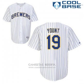 Camiseta Beisbol Hombre Milwaukee Brewers Robin Yount 19 Blanco Cool Base