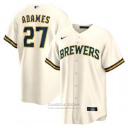 Camiseta Beisbol Hombre Milwaukee Brewers Willy Adames Replica Blanco