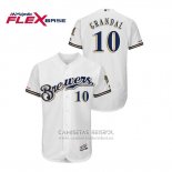 Camiseta Beisbol Hombre Milwaukee Brewers Yasmani Grandal Autentico Flex Base Blanco