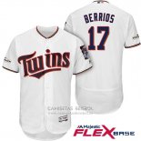 Camiseta Beisbol Hombre Minnesota Twins 2017 Postemporada Jose Berrios Blanco Flex Base