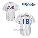 Camiseta Beisbol Hombre New York Mets Darryl Strawberry 18 Blanco Primera Cool Base