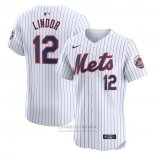Camiseta Beisbol Hombre New York Mets Francisco Lindor Primera Elite Blanco