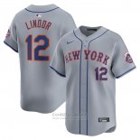 Camiseta Beisbol Hombre New York Mets Francisco Lindor Segunda Limited Gris