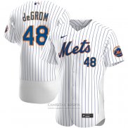 Camiseta Beisbol Hombre New York Mets Jacob deGrom Primera Autentico Blanco