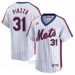 Camiseta Beisbol Hombre New York Mets Mike Piazza Throwback Cooperstown Limited Blanco Camiseta Beisbol Hombre New York Mets Mike Piazza Throwback Cooperstown Limited Blanco