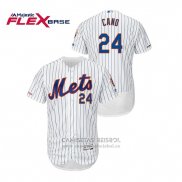 Camiseta Beisbol Hombre New York Mets Robinson Cano 150th Aniversario Patch Autentico Flex Base Blanco