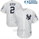 Camiseta Beisbol Hombre New York Yankees Derek Jeter Blanco Retirement Primera Cool Base