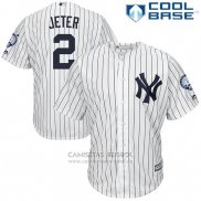 Camiseta Beisbol Hombre New York Yankees Derek Jeter Blanco Retirement Primera Cool Base