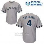 Camiseta Beisbol Hombre New York Yankees Lou Gehrig 4 Gris Cool Base