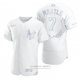 Camiseta Beisbol Hombre New York Yankees Mickey Mantle Award Collection Retired Blanco