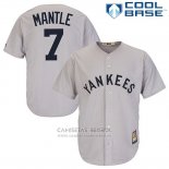 Camiseta Beisbol Hombre New York Yankees New York 7 Mickey Mantle Gris Cooperstown Collection Cool Base
