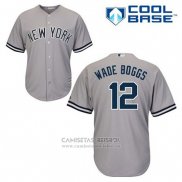 Camiseta Beisbol Hombre New York Yankees Wade Boggs 12 Gris Cool Base