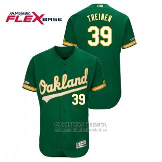 Camiseta Beisbol Hombre Oakland Athletics Blake Treinen 150th Aniversario Patch Flex Base Kelly Verde