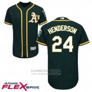 Camiseta Beisbol Hombre Oakland Athletics Rickey Henderson Verde Flex Base