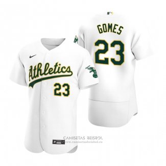 Camiseta Beisbol Hombre Oakland Athletics Yan Gomes Autentico Primera Blanco