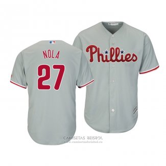 Camiseta Beisbol Hombre Philadelphia Phillies Aaron Nola Cool Base Segunda Gris