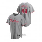 Camiseta Beisbol Hombre Philadelphia Phillies Jake Arrieta Replica Road Gris