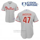 Camiseta Beisbol Hombre Philadelphia Phillies Larry Andersen 47 Gris Cool Base