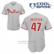 Camiseta Beisbol Hombre Philadelphia Phillies Larry Andersen 47 Gris Cool Base