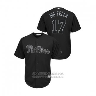 Camiseta Beisbol Hombre Philadelphia Phillies Rhys Hoskins 2019 Players Weekend Replica Negro