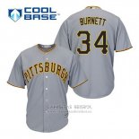 Camiseta Beisbol Hombre Pittsburgh Pirates A.j. Burnett 34 Gris Cool Base