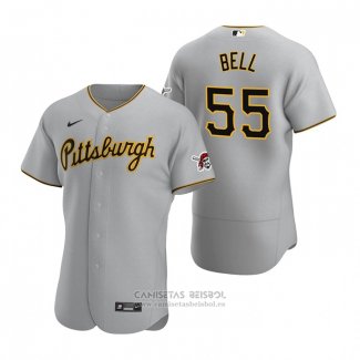 Camiseta Beisbol Hombre Pittsburgh Pirates Josh Bell Autentico Road Gris