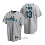 Camiseta Beisbol Hombre Seattle Mariners Abraham Toro Replica Road Gris