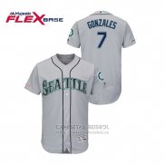 Camiseta Beisbol Hombre Seattle Mariners Marco Gonzales 150th Aniversario Patch Autentico Flex Base Gris