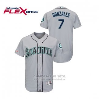 Camiseta Beisbol Hombre Seattle Mariners Marco Gonzales 150th Aniversario Patch Autentico Flex Base Gris